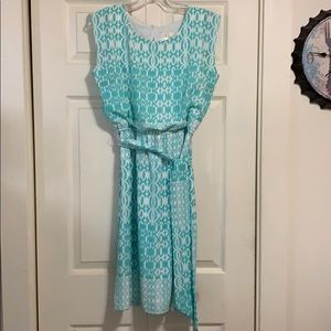Sea foam green and white pattern dress